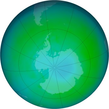 Antarctic ozone map for 1986-01